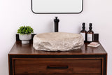 Natural Stone Vessel Bathroom Sink - Chiseled Ojinaga Marble