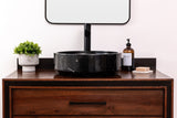 Natural Stone Vessel Bathroom Sink, Black Marble