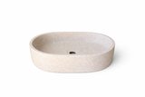 Oval marble vessel sink made from natural stone, modern countertop bathroom sink