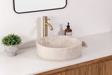 Marble vessel bathroom sink, natural stone vessel sink with light beige and gray tones, modern bathroom sink.