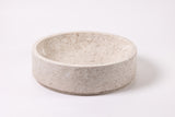 Marble vessel bathroom sink, natural stone vessel sink with light beige and gray tones, modern bathroom sink.