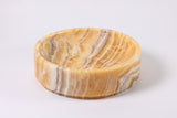 Round honey onyx stone vessel sink, natural onyx bathroom sink with golden yellow veining, modern vessel sink.