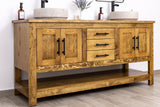 Double Sink Bathroom Vanity in Solid Pine Wood