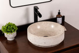 Round marble vessel bathroom sink