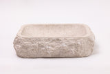 Natural Stone Vessel Bathroom Sink, Rustic Rectangular Marble Basin