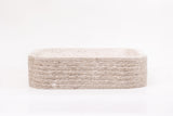 Rustic rectangular natural stone vessel sink, light gray-beige marble washbasin for bathroom vanities.