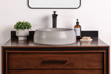 Round Stone Vessel Sink, Handmade GFRC Concrete Basin, Soft Gray Countertop Vanity Sink