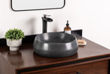 Handmade Round Stone Vessel Sink, GFRC Concrete Basin, Black Stone Vanity Sink