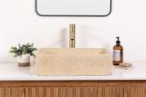Rectangular concrete vessel sink in sand travertine color