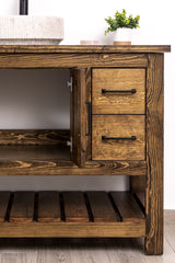 Single Sink Bathroom Vanity in Solid Pine Wood, Farmhouse Style