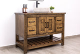 Single Sink Bathroom Vanity in Solid Pine Wood, Farmhouse Style