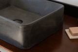 Rectangular concrete vessel sink made from GFRC with smooth finish – modern bathroom washbasin