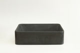 Rectangular concrete vessel sink made from GFRC with smooth finish – modern bathroom washbasin