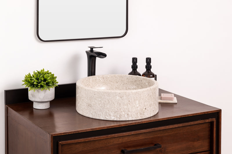 Marble vessel sink for bathroom vanity