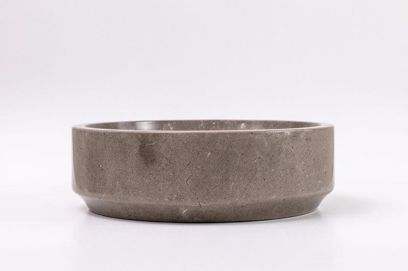 Stone vessel bathroom sink, gray marble