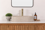 Oval marble vessel sink made from natural stone, modern countertop bathroom sink