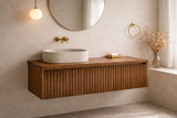 Oval marble vessel sink made from natural stone, modern countertop bathroom sink