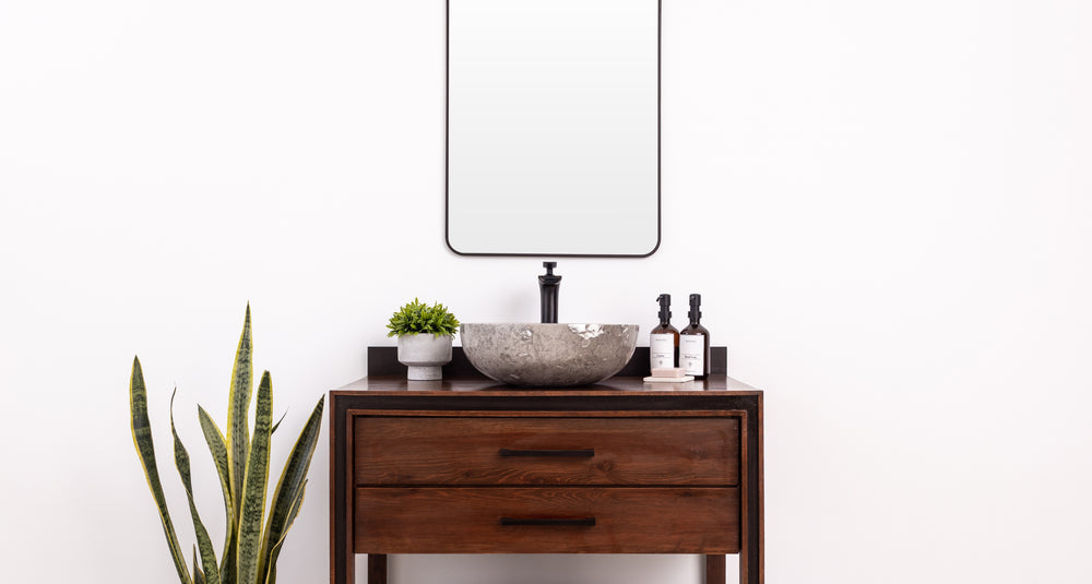 Marble vessel bathroom sink vanity 