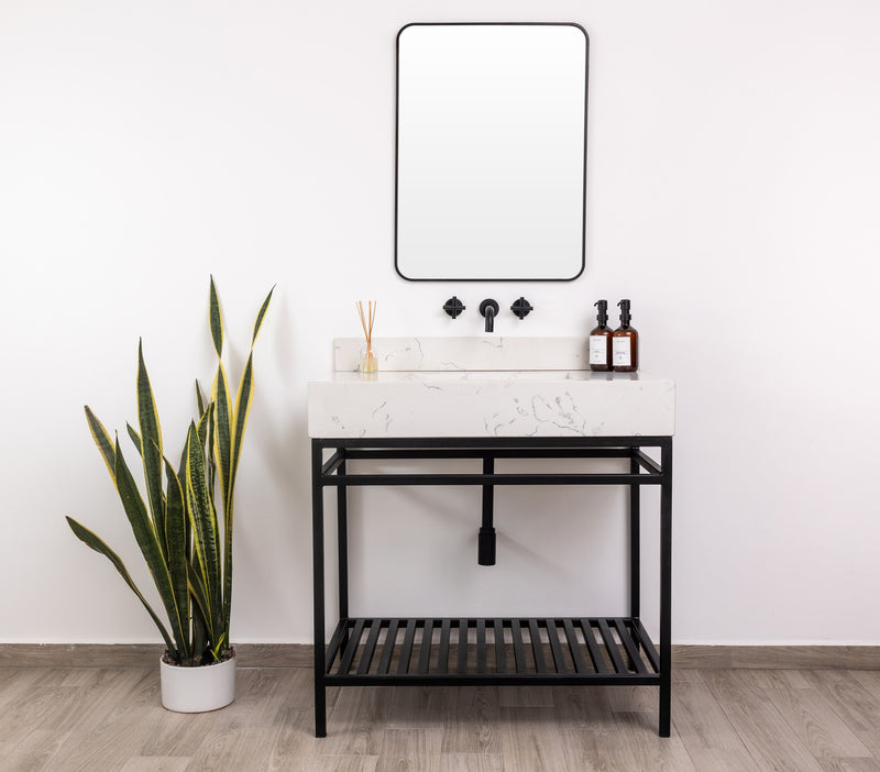Single Bathroom Vanity with Stone Ramp Sink