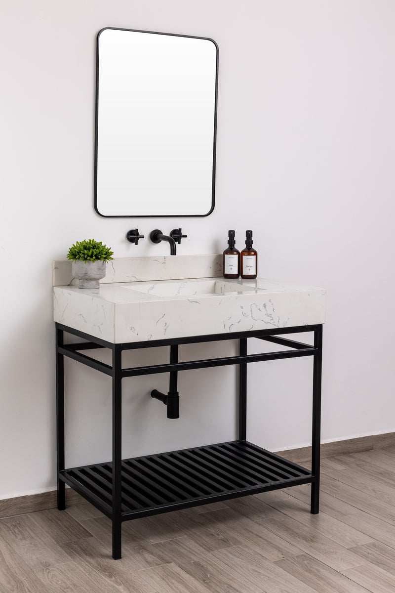 Single Bathroom Vanity with Stone Ramp Sink