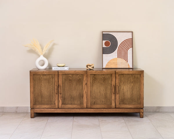 Handmade solid oak wood sideboard buffet and TV cabinet, modern wood credenza for living room, dining room, or entryway – custom sizes available