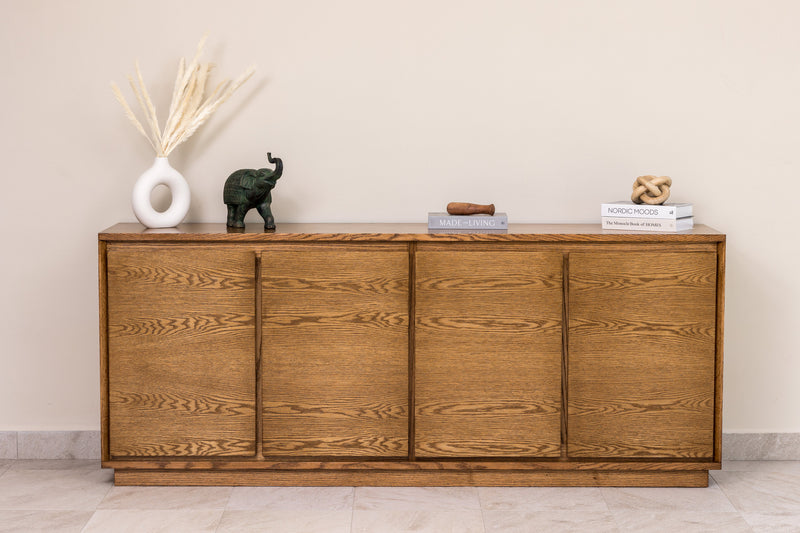 Handcrafted Oak Wood Credenza, Buffet Sideboard, Cabinet for Dining Room, Living Room, Kitchen and TV Room