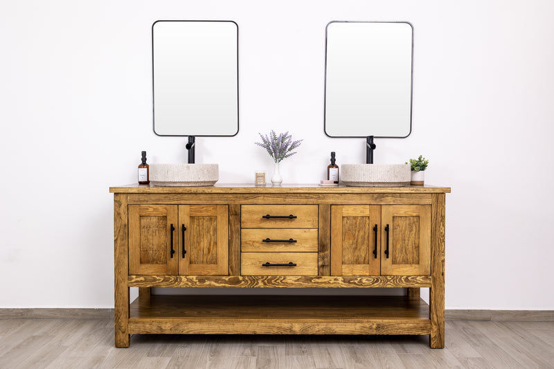 Double Sink Bathroom Vanity in Solid Pine Wood