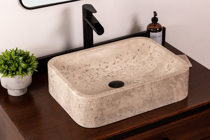 Rectangular marble vessel sink