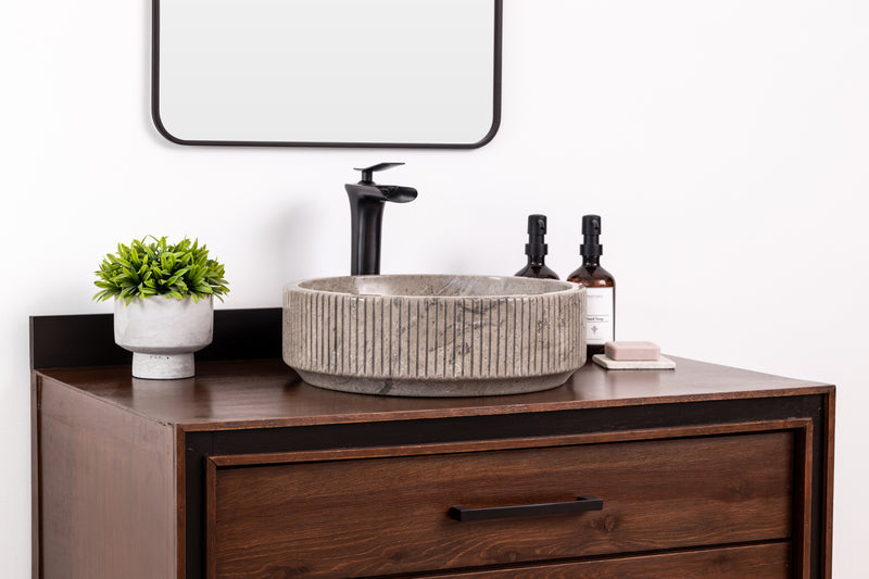 Natural stone vessel bathroom sink marble vanity