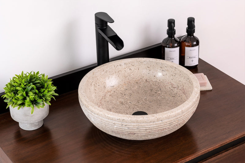 Natural Stone Vessel Bathroom Sink - Brushed Isidro Ojinaga
