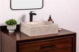 Natural Stone Vessel Bathroom Sink, Rectangular Fluted Marble