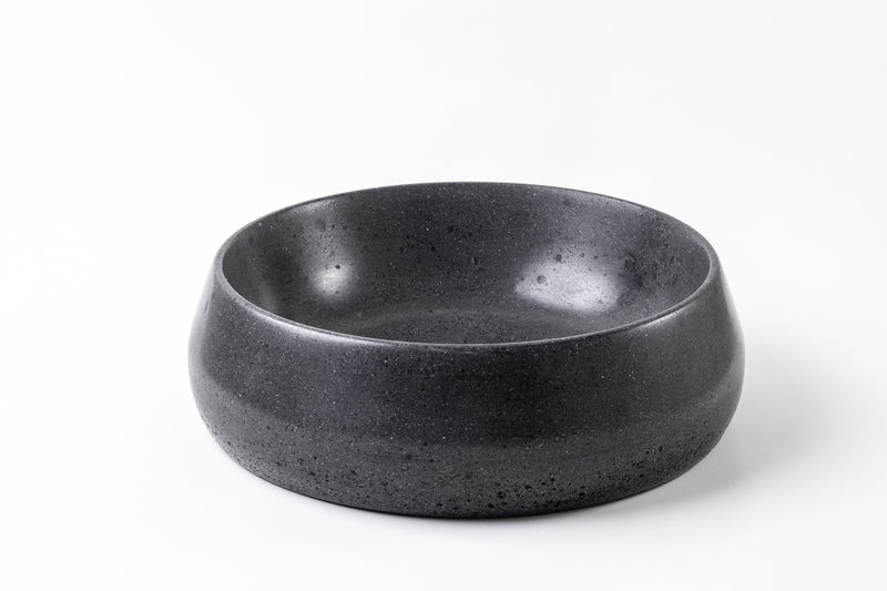 Handmade Round Stone Vessel Sink, GFRC Concrete Basin, Black Stone Vanity Sink
