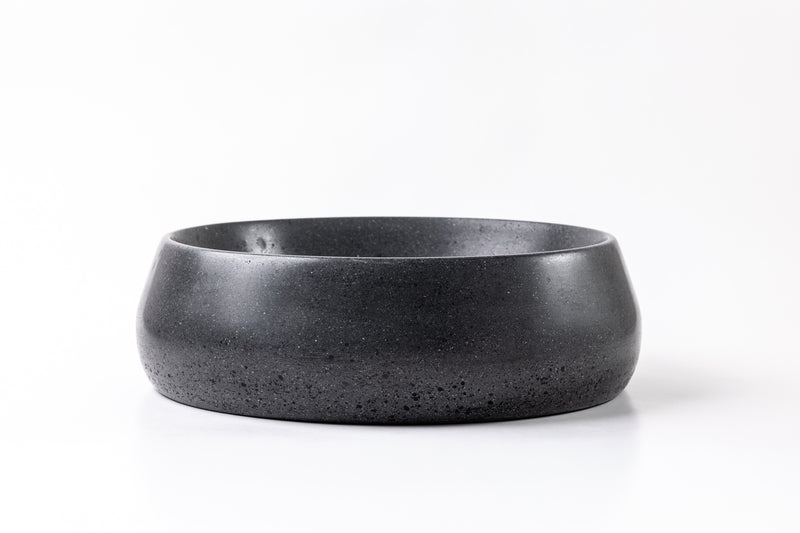 Handmade Round Stone Vessel Sink, GFRC Concrete Basin, Black Stone Vanity Sink