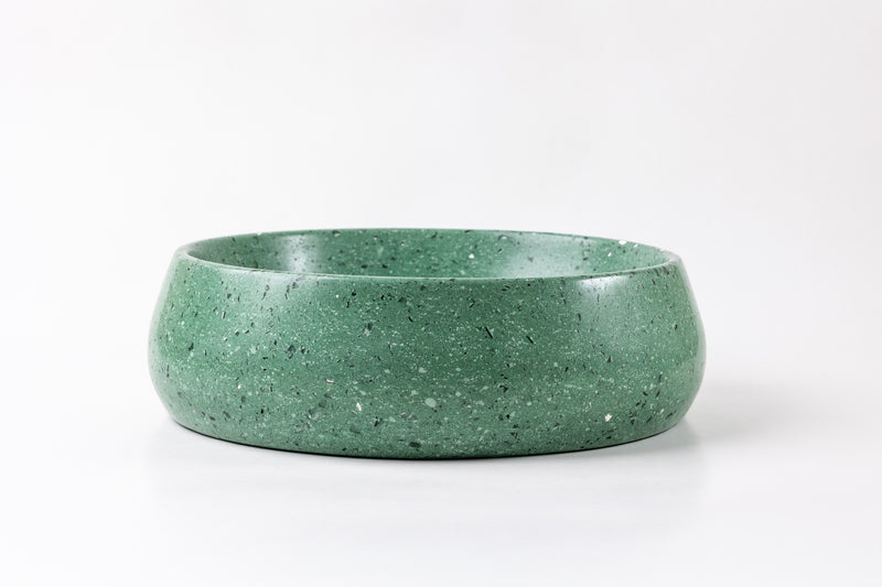 Handmade Round Stone Vessel Sink, GFRC Concrete Basin, Green Quartz Vanity Sink