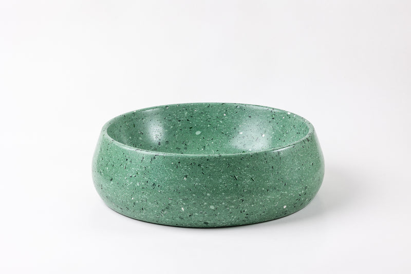 Handmade Round Stone Vessel Sink, GFRC Concrete Basin, Green Quartz Vanity Sink
