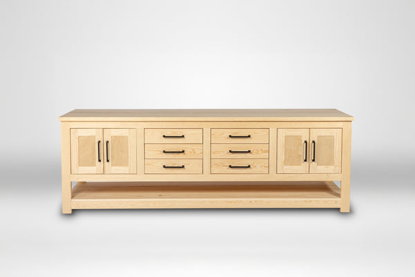 Handmade Double Sink Bathroom Vanity in Solid Pine Wood, Farmhouse Style