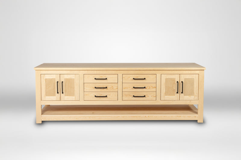 Handmade Double Sink Bathroom Vanity in Solid Pine Wood, Farmhouse Style