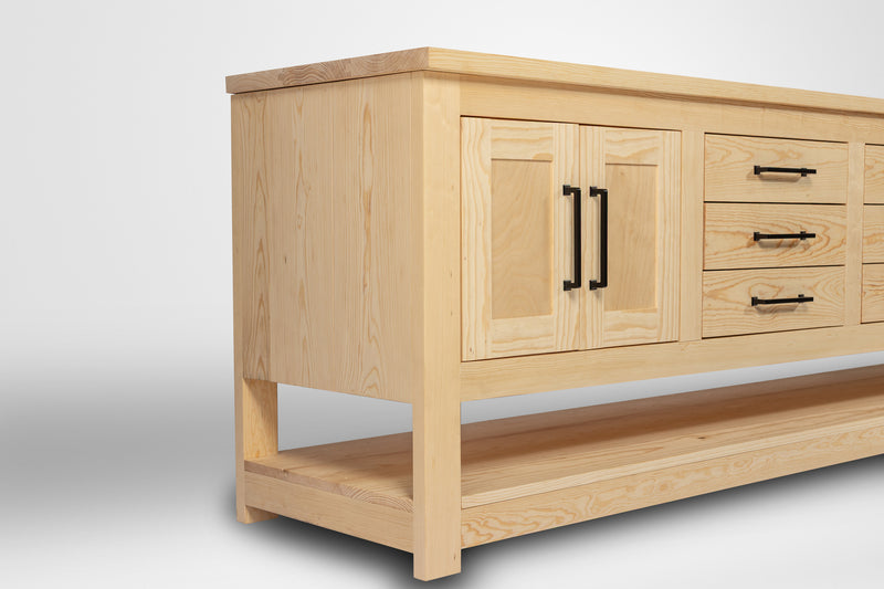 Handmade Double Sink Bathroom Vanity in Solid Pine Wood, Farmhouse Style