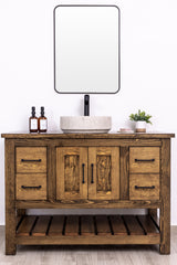 Single Sink Bathroom Vanity in Solid Pine Wood, Farmhouse Style